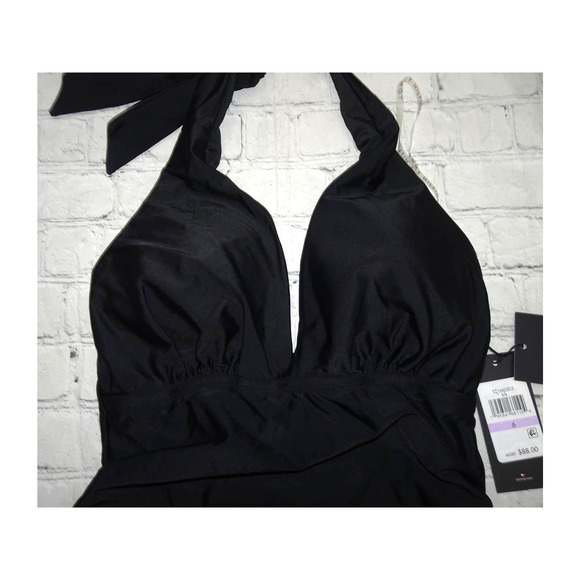 Tommy Hilfiger Plunging Halter Tummy-Control One-Piece Swimsuit, Size 6 - Picture 5 of 9